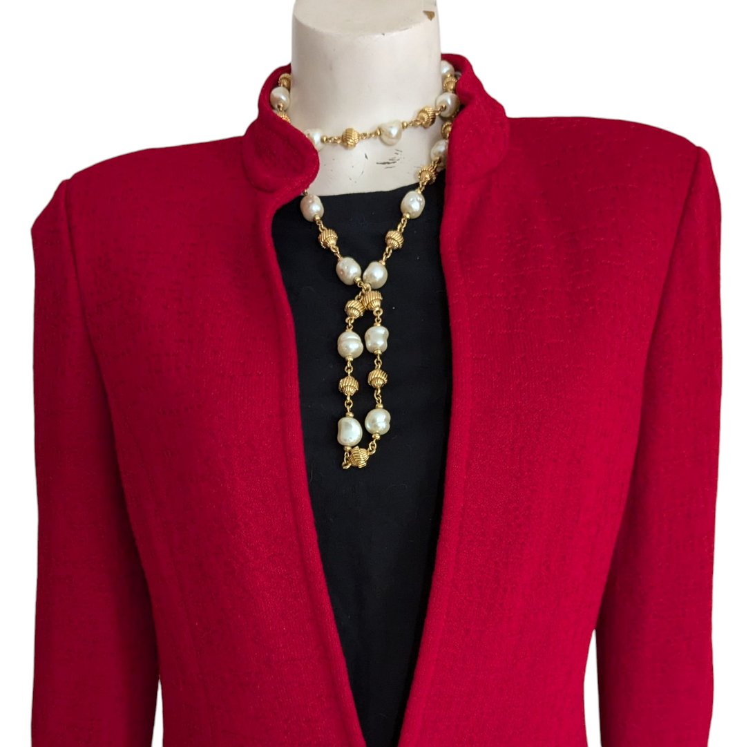 St John Vintage Red Knit Blazer