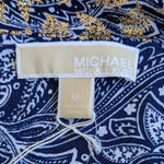 MICHAEL Michael Kors Navy & Gold Print Tank Size Medium