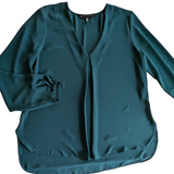 White House Black Market Forest Green Blouse Size 12