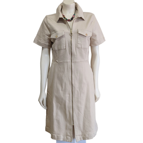 Sosander Zip Front Tan Denim Dress Size 12