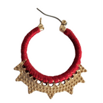Red and Gold Hoop Earrings