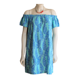 Vineyard Vines Palm Print Off the Shoulder Dress Size Small
