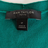 Ann Taylor Green Open Cardigan Size 4P