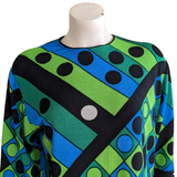 Vintage Green and Blue Knit Tunic Size Large