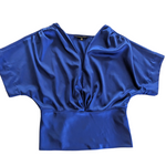 Cynthia Steffe Blue Satin Blouse Size Medium