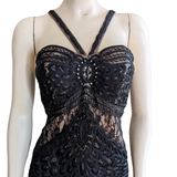Sue Wong Black Beaded Cocktail Dress Size 6