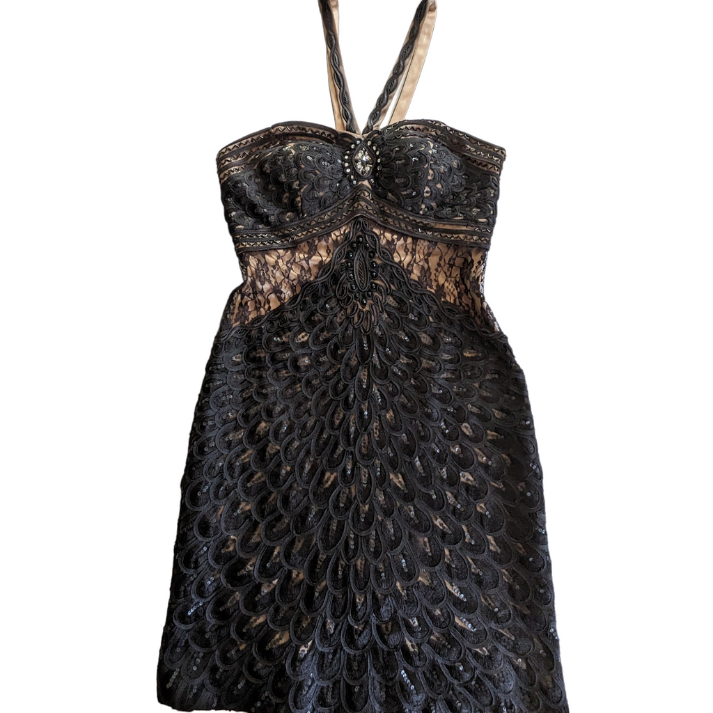 Sue Wong Black Beaded Cocktail Dress Size 6 by C&J Collections 
