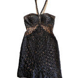 Sue Wong Black Beaded Cocktail Dress Size 6