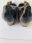 Poetic License Brown Gold Empire Wedge Ballet Shoes With Shimmer Baubles Size 8