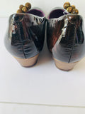 Poetic License Brown Gold Empire Wedge Ballet Shoes With Shimmer Baubles Size 8