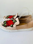 Dirty Laundry Peach Rose Embroidered Sneaker Slip on Size 9.5