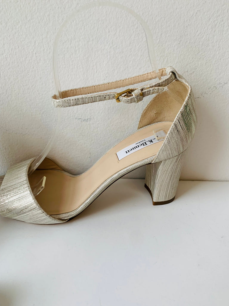 LK Bennett Helena Mettalic Cream Lizard Sandals Size 37 by C&J