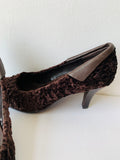 Aeorosole New Dark Brown Faux Persian Lamb Fur and Leather Pumps Size 6.5