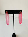 Pink Resin Hoop Earrings