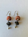 Pink Stone Silver Tone Drop Earrings