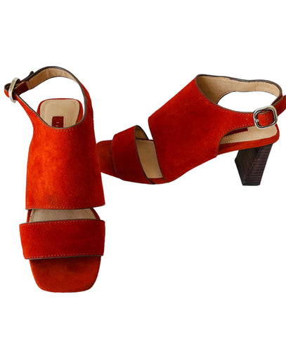 Top Shop Burnt Orange Tiesha Suede Sandal Size 37
