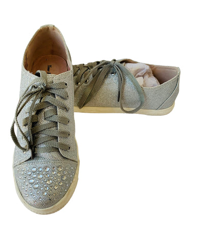 Your Party Shoes Grey Rhinestone Sneakers Size 10