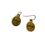 Peace Gold Tone Drop Earrings