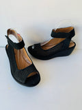 Clark’s Perforated Peep Toe Wedge Sandals in Black Size 6.5