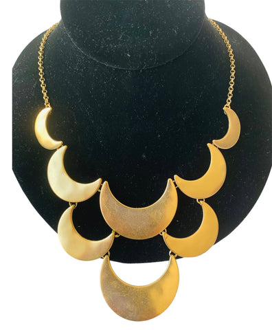 Scalloped Gold Tone Statement Necklace