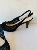 Nine West Black Peep Toe Lace Slingback Pump Size 8.5