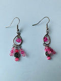 Pink Beaded Dangle Earrings