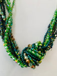 Green Micro Bead Twisted Necklace