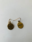 Peace Gold Tone Drop Earrings