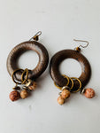 Vintage Bronze Circle Earrings with Beads