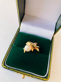 14k and Pearl Dolphin Ring Size 6.25