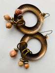 Vintage Bronze Circle Earrings with Beads