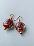 Orange Glass Pierced Earrings