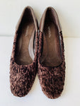Aeorosole New Dark Brown Faux Persian Lamb Fur and Leather Pumps Size 6.5