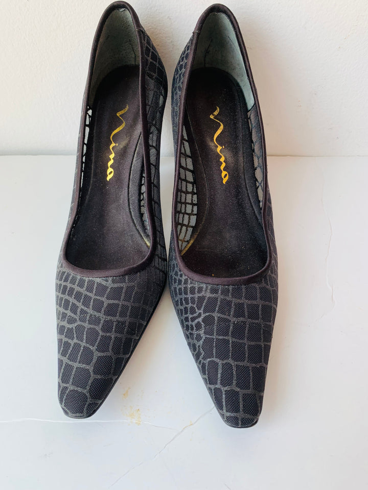 Nina Black Mesh Pumps Size 7.5