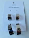 Ann Taylor Loft Silver Tone Double Set of Hoop Earrings