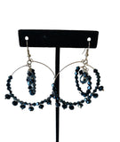 Black Beaded Double Hoop Earrings