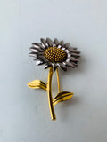 Silver and Gold Tone Daisy Brooch