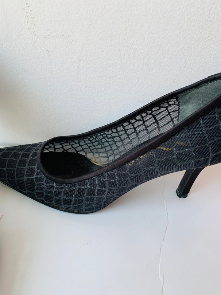 Nina Black Mesh Pumps Size 7.5