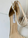 LK Bennett Helena Mettalic Cream Lizard Sandals Size 37