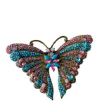 Rhinestone Pink and Blue Butterfly Brooch