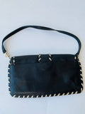 Michael Kors Black Leather Silver Stitch Handbag