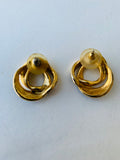 Vintage Gold and Black Enamel Knot Earrings