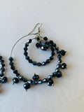 Black Beaded Double Hoop Earrings