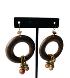 Vintage Bronze Circle Earrings with Beads