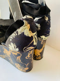Erdem Wren Floral Jacquaer Lace Up Platform Sandals Size 40