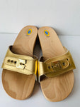 Dr Scholls Gold Metallic Clog/Sandal Size 7
