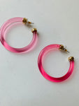 Pink Resin Hoop Earrings