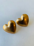 Puffed Gold Tone Heart Earrings