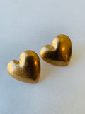 Puffed Gold Tone Heart Earrings