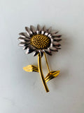 Silver and Gold Tone Daisy Brooch